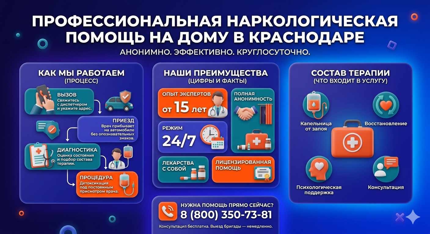 Инфографика о принципах лечения алкоголизма на дому в Лыткарино: этапы вызова нарколога, преимущества анонимной детоксикации и состав медицинской помощи.